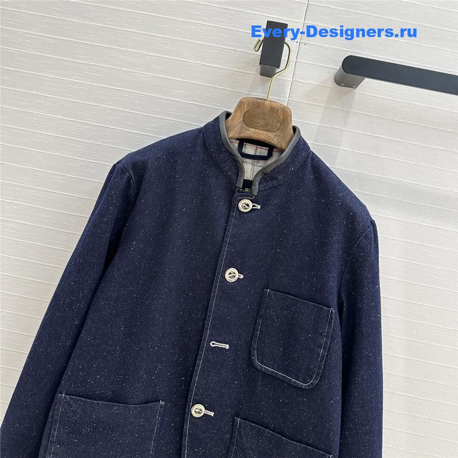 L0r0 P1ana dark blue stand collar denim jacket