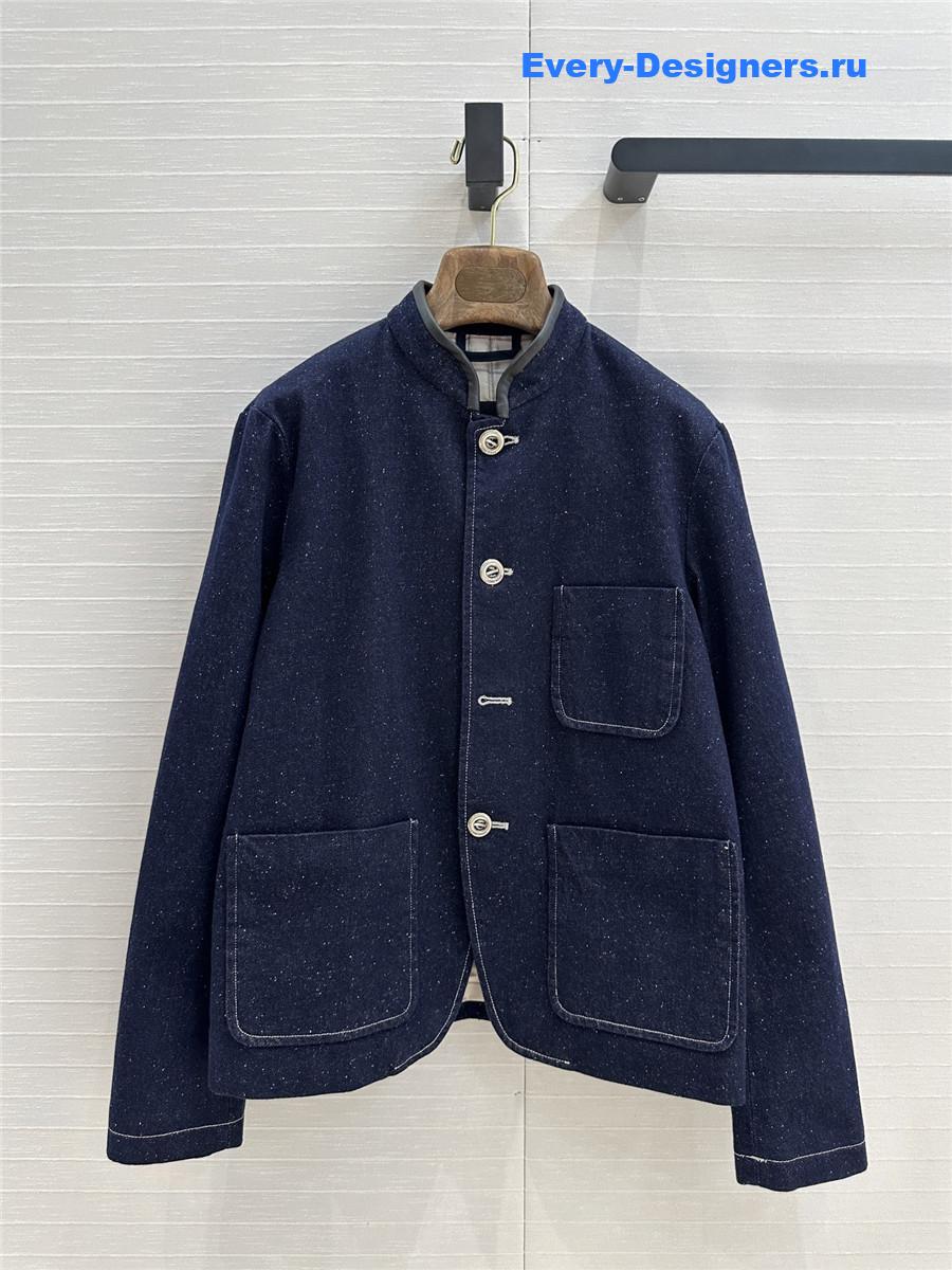 L0r0 P1ana dark blue stand collar denim jacket