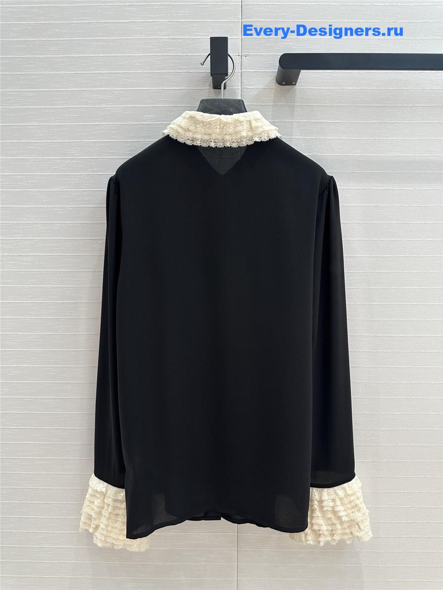 Va1e*ntin0 silk georgette blouse in black