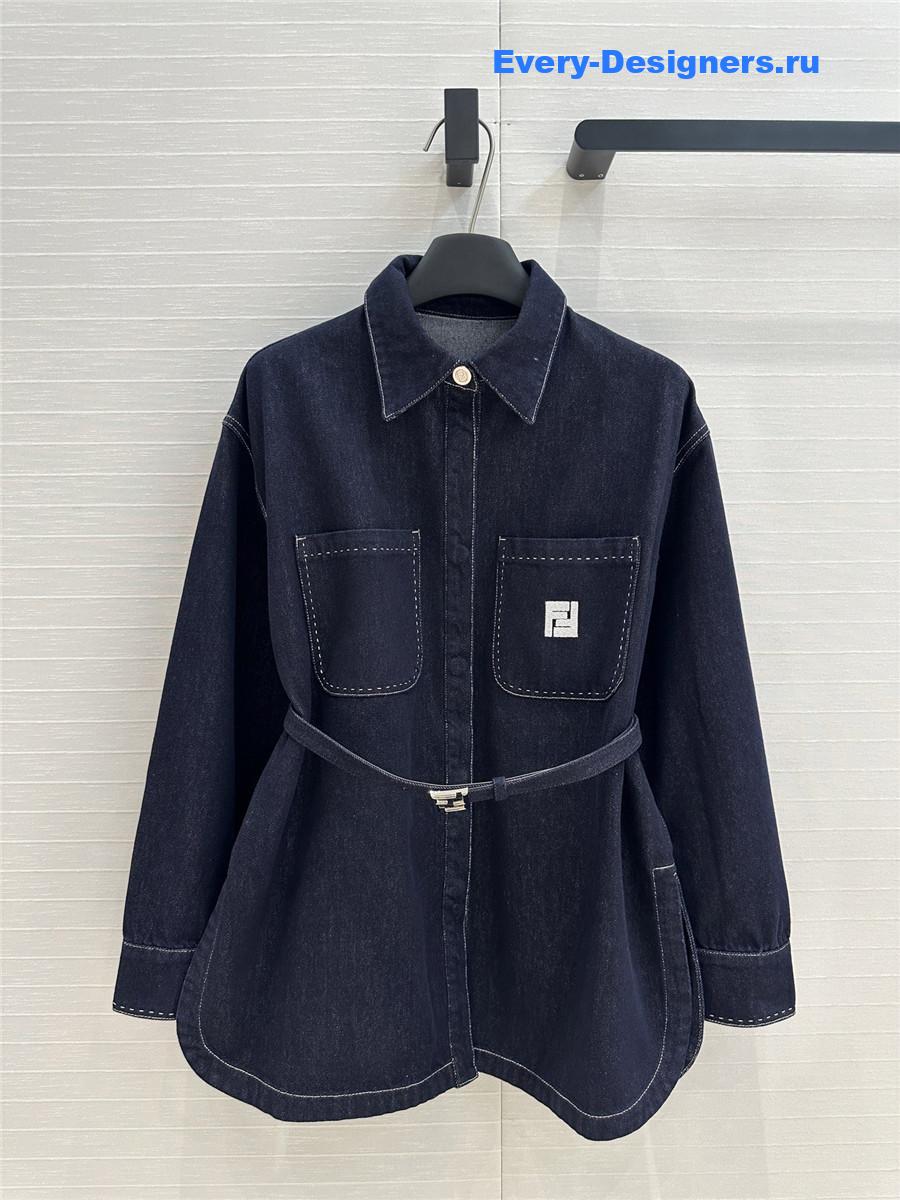 F**di blue lapel jacket denim coat