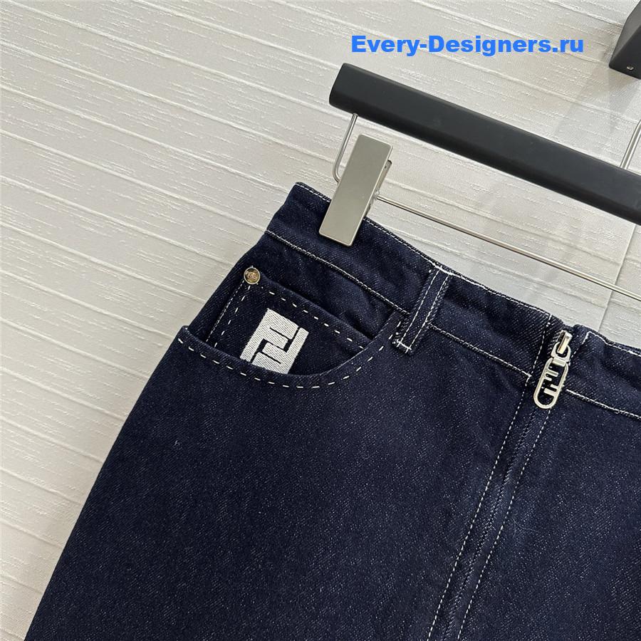F**di blue denim long skirt