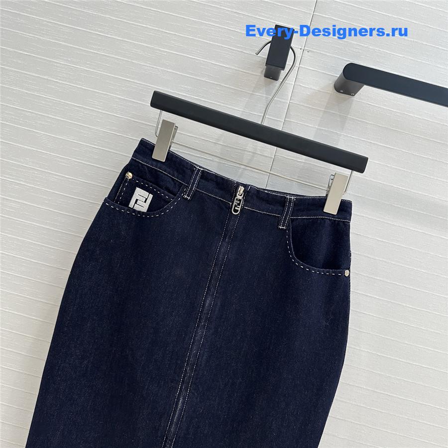 F**di blue denim long skirt