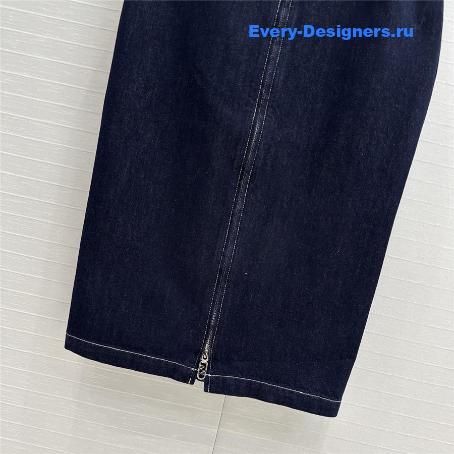 F**di blue denim long skirt