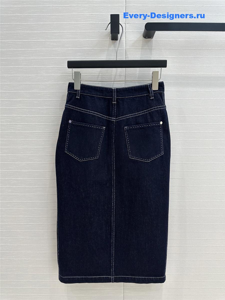 F**di blue denim long skirt