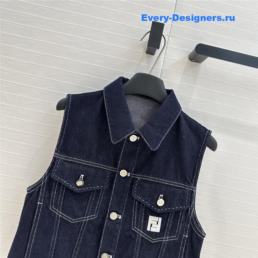 F**di embroidered logo blue denim vest