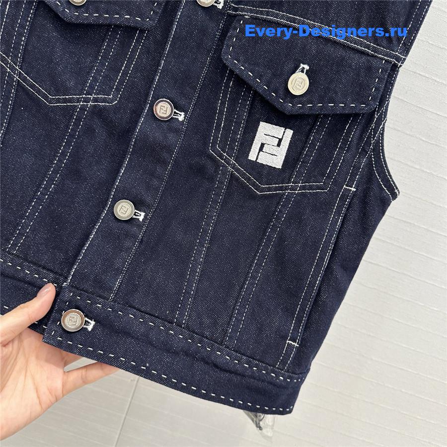 F**di embroidered logo blue denim vest