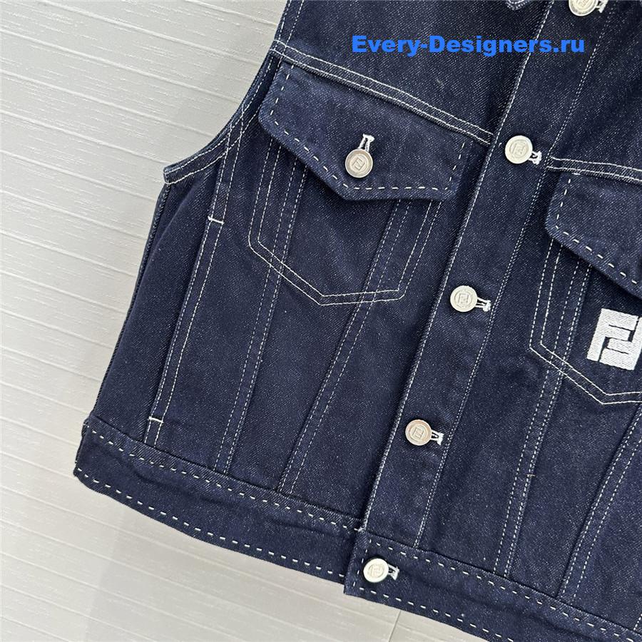 F**di embroidered logo blue denim vest