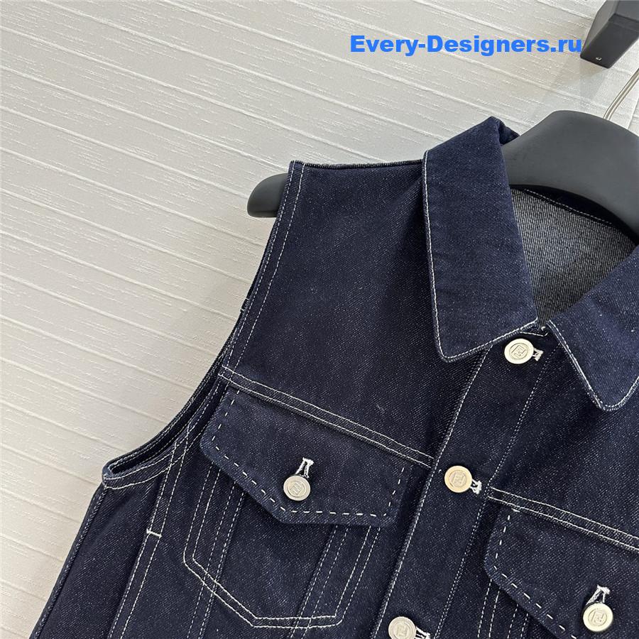 F**di embroidered logo blue denim vest