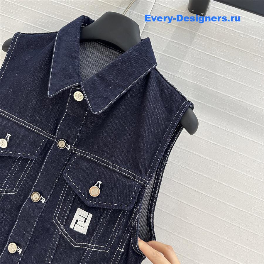 F**di embroidered logo blue denim vest