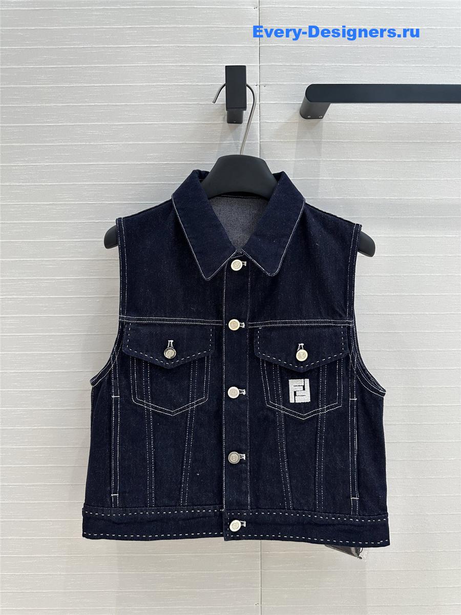 F**di embroidered logo blue denim vest