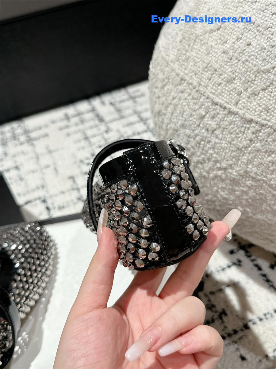 Alaia Embellished Black Mesh Ballet Flats