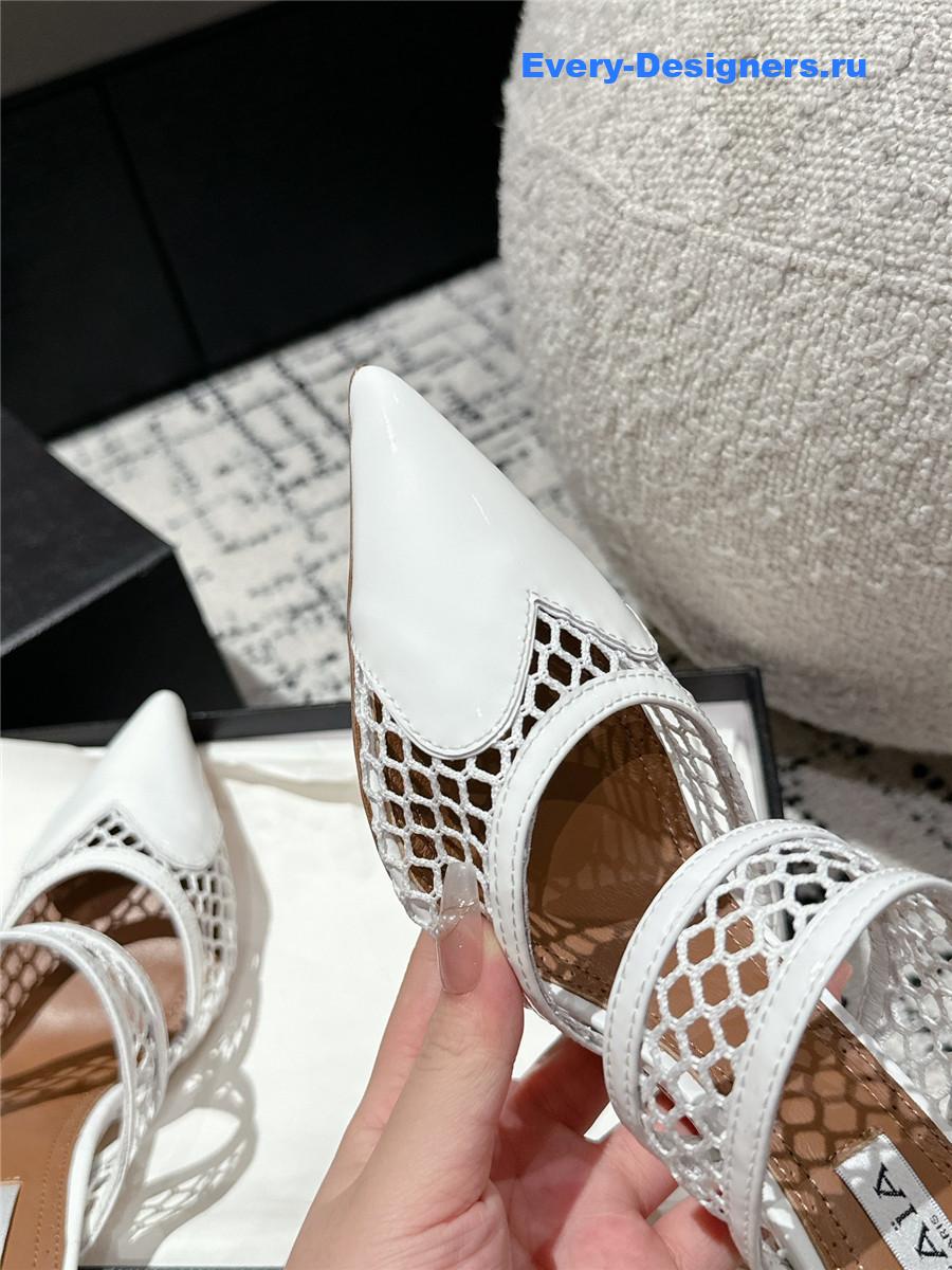 Alaia Le Coeur 90mm Leather Pumps in White