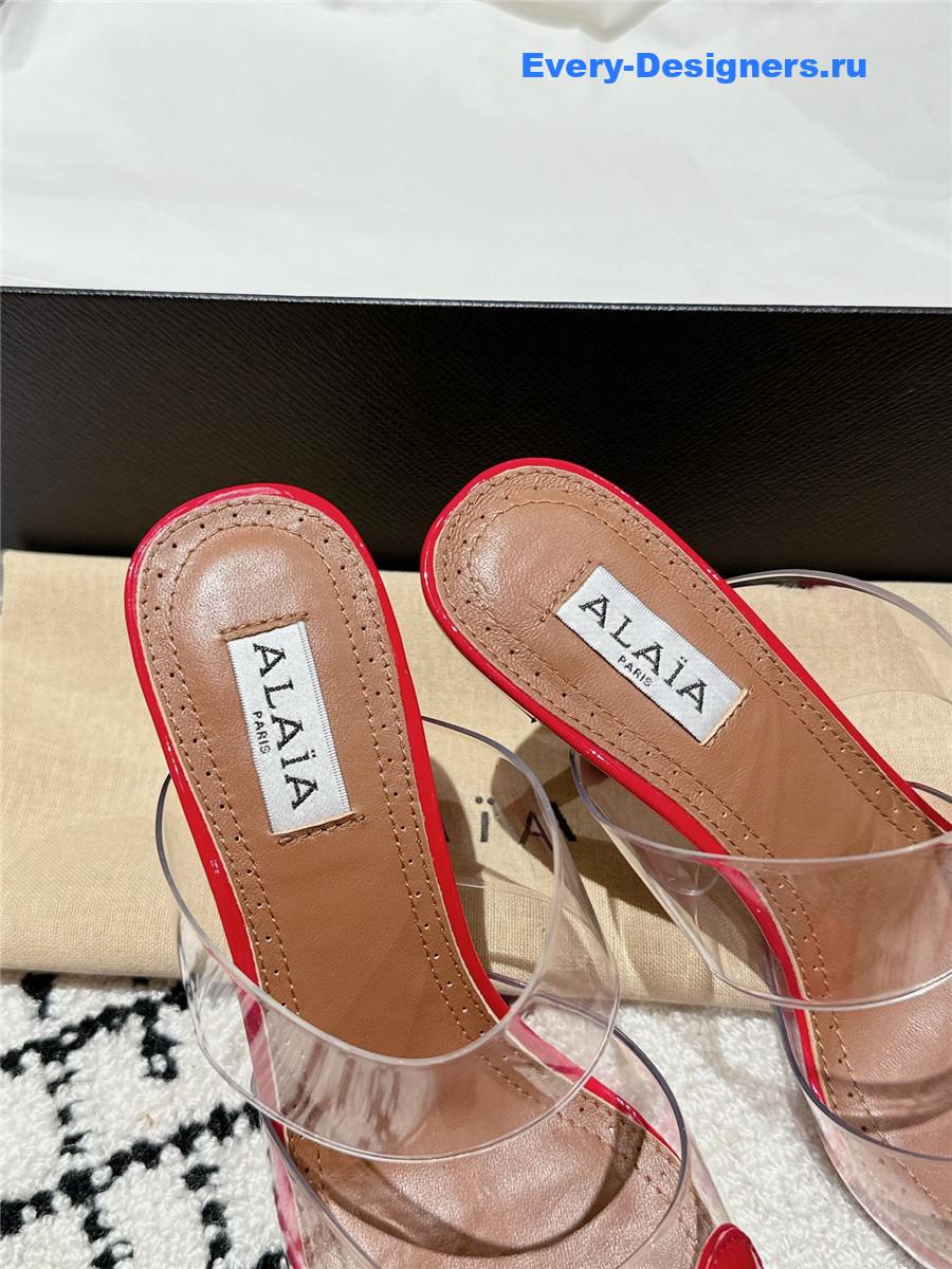 Alaia Cœur Red Patent Leather and PU Mules