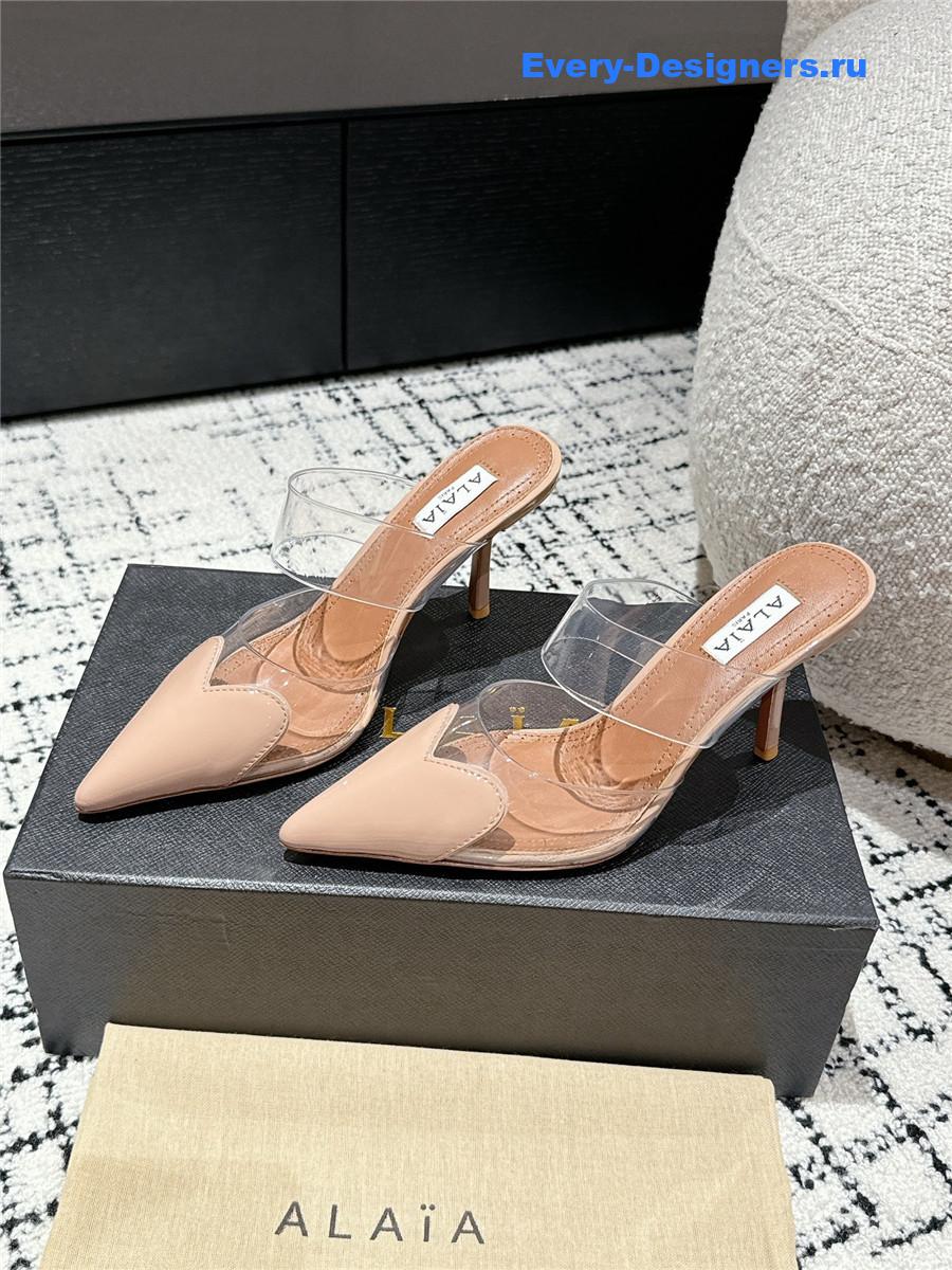 Alaia Cœur Patent Leather and PU Mules