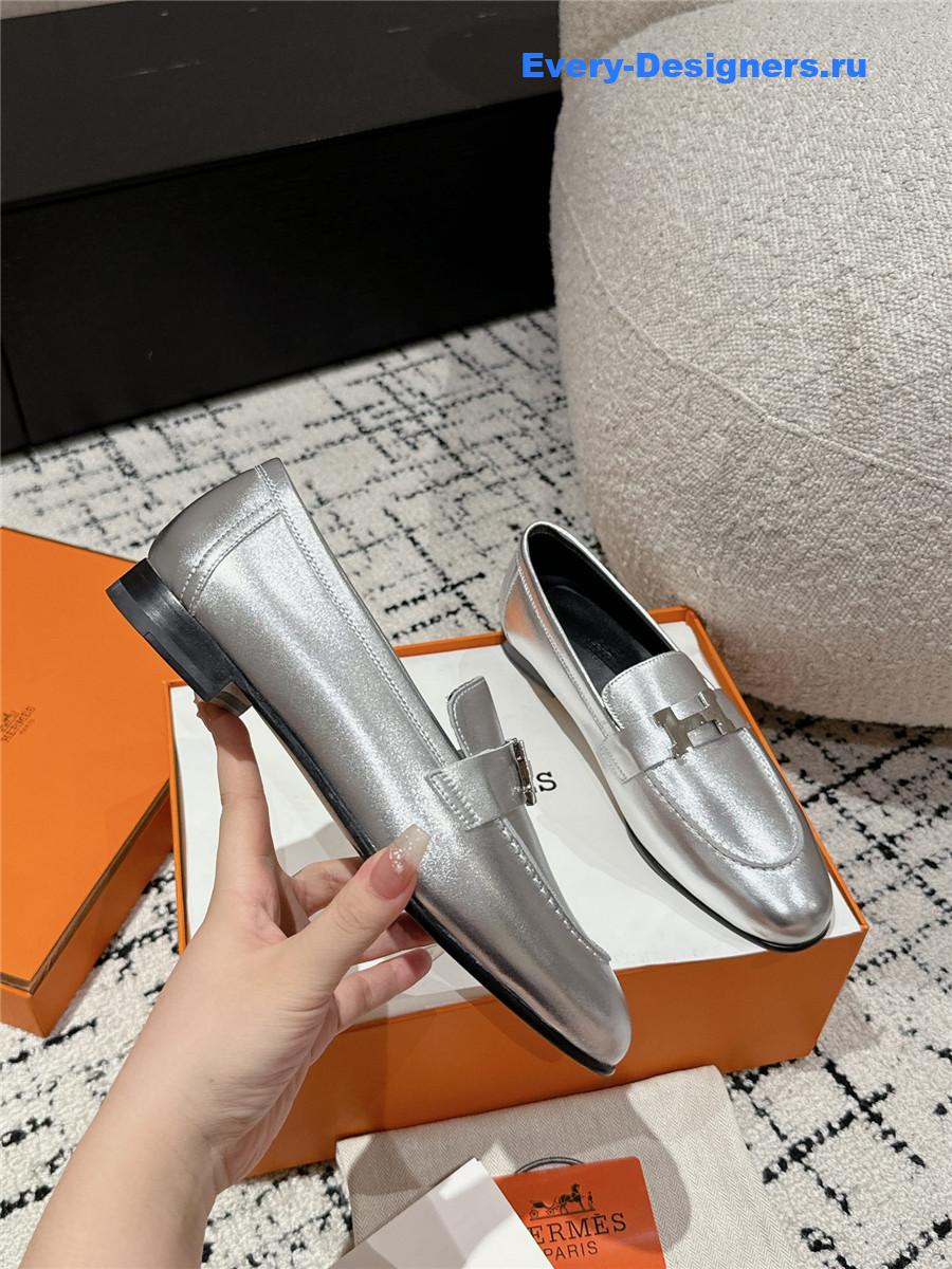 H**me5 women’s silver loafers