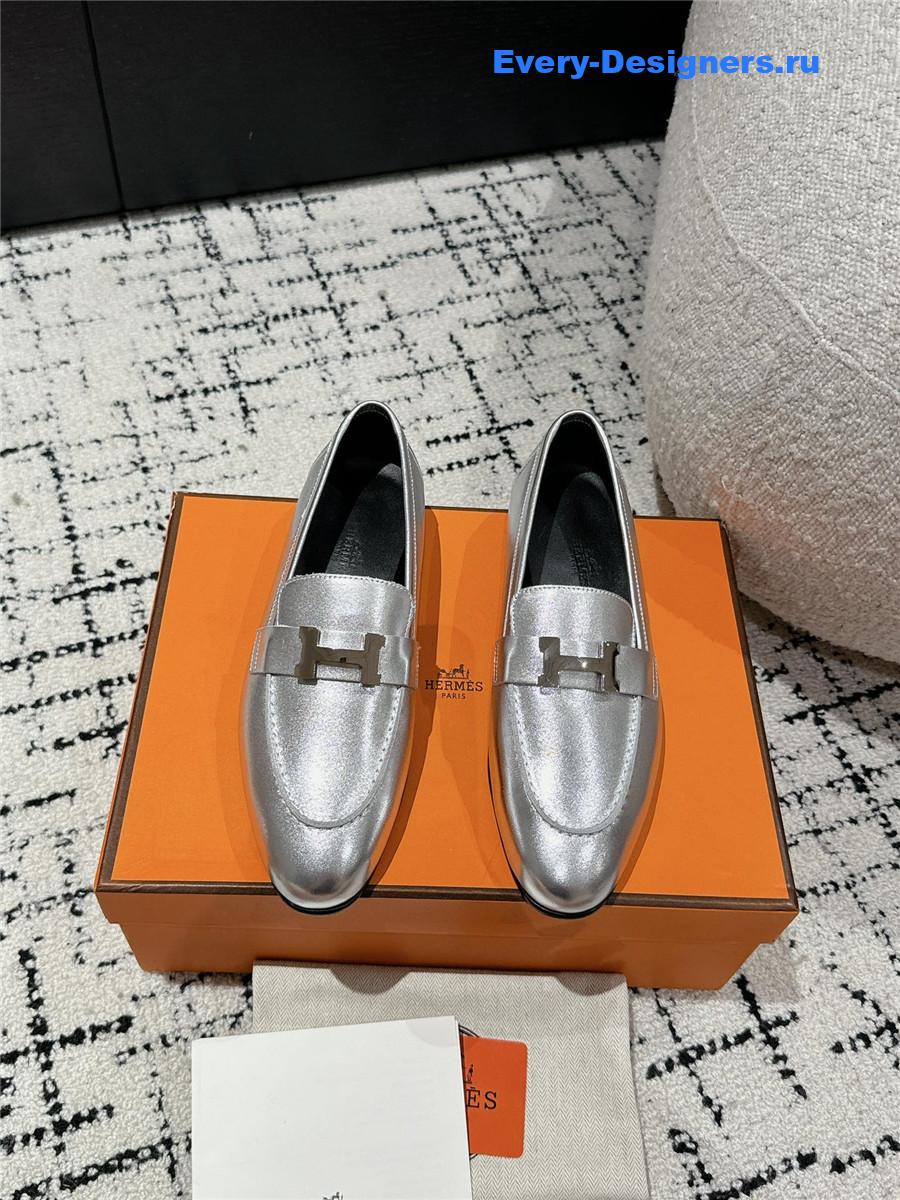 H**me5 women’s silver loafers