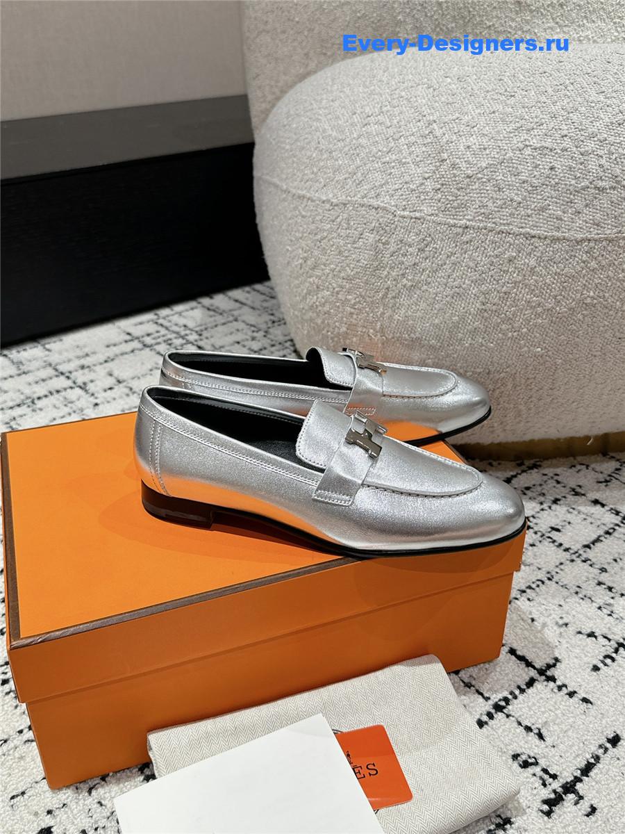 H**me5 women’s silver loafers