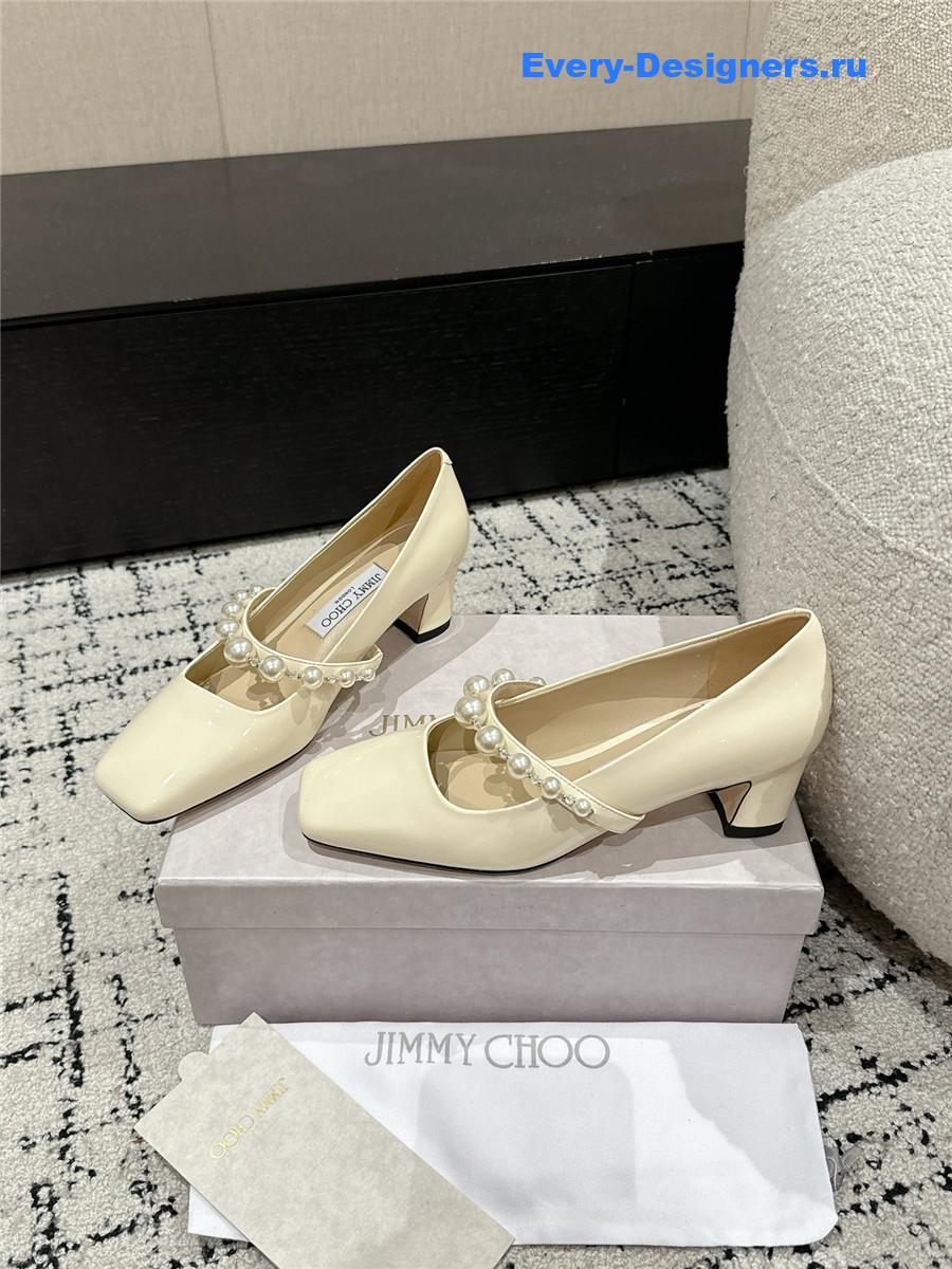 J1m*y Ch00 off-white patent leather bing pump flat