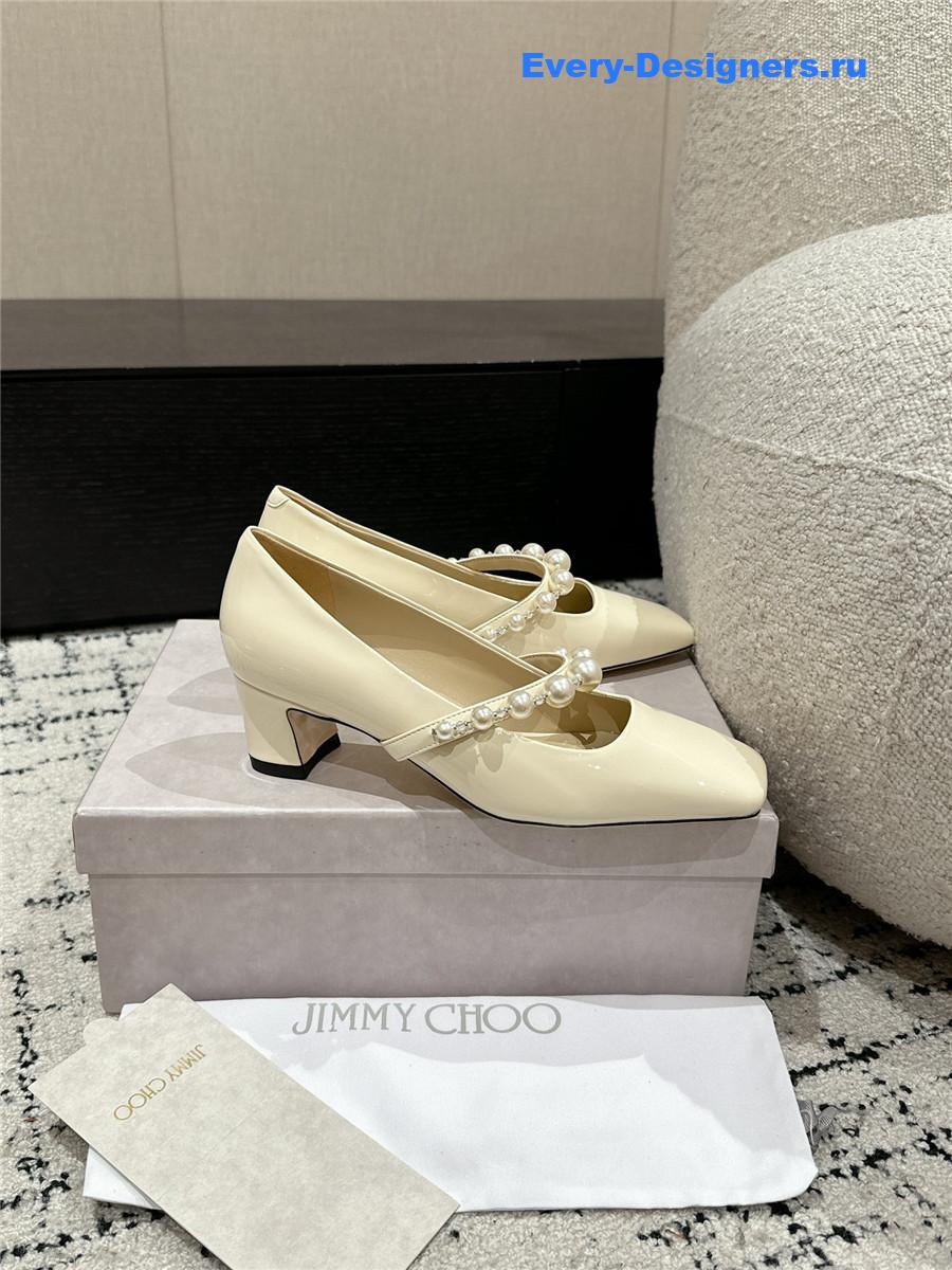 J1m*y Ch00 off-white patent leather bing pump flat