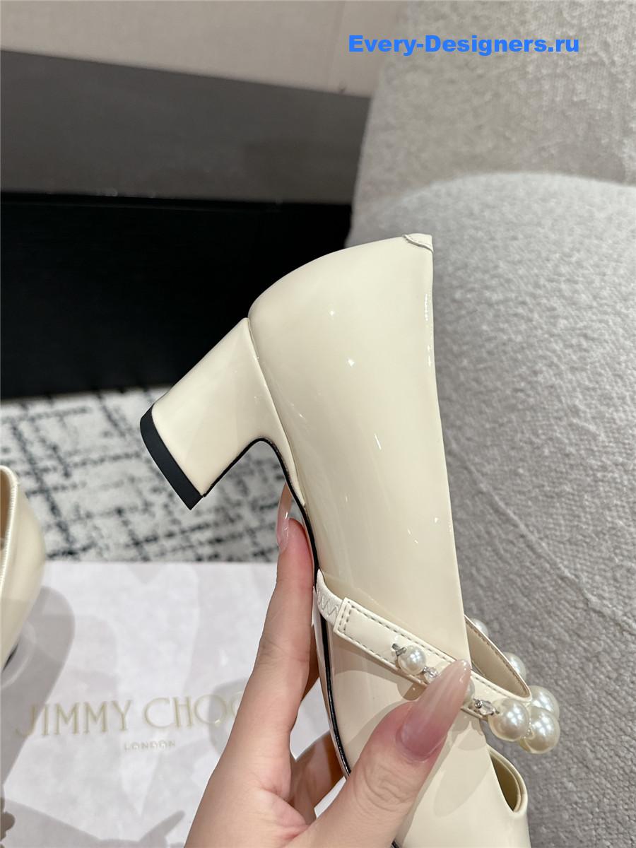 J1m*y Ch00 off-white patent leather bing pump flat