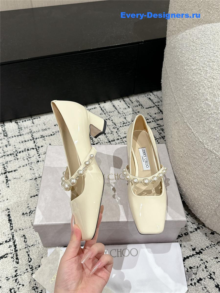 J1m*y Ch00 off-white patent leather bing pump flat