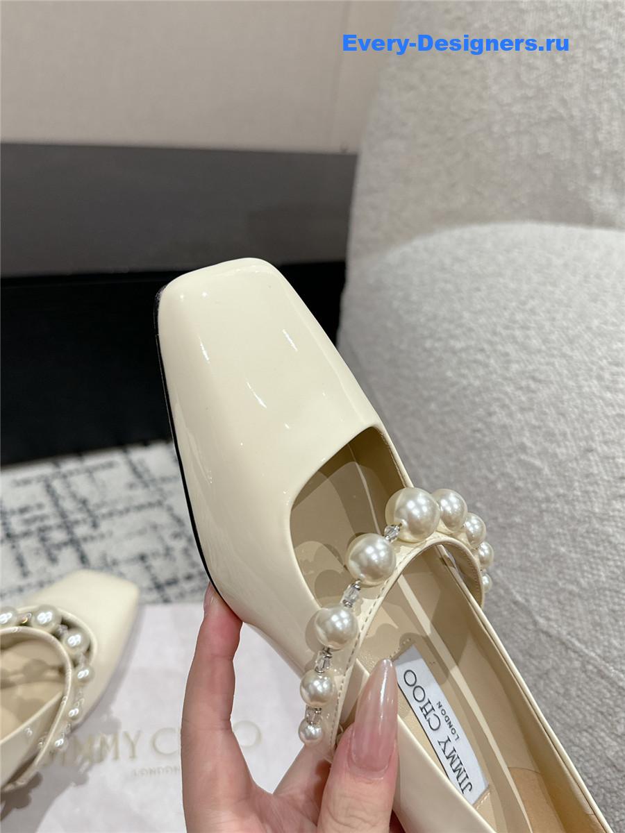 J1m*y Ch00 off-white patent leather bing pump flat