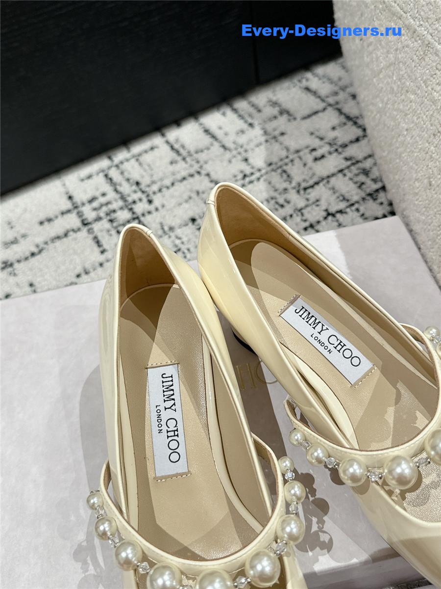 J1m*y Ch00 off-white patent leather bing pump flat