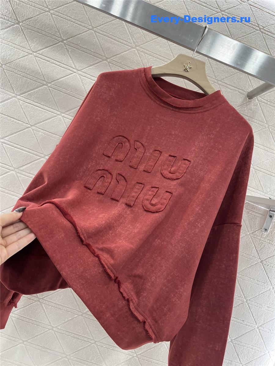 Miu Miu Crew Neck Logo Sweatshirt Set Red
