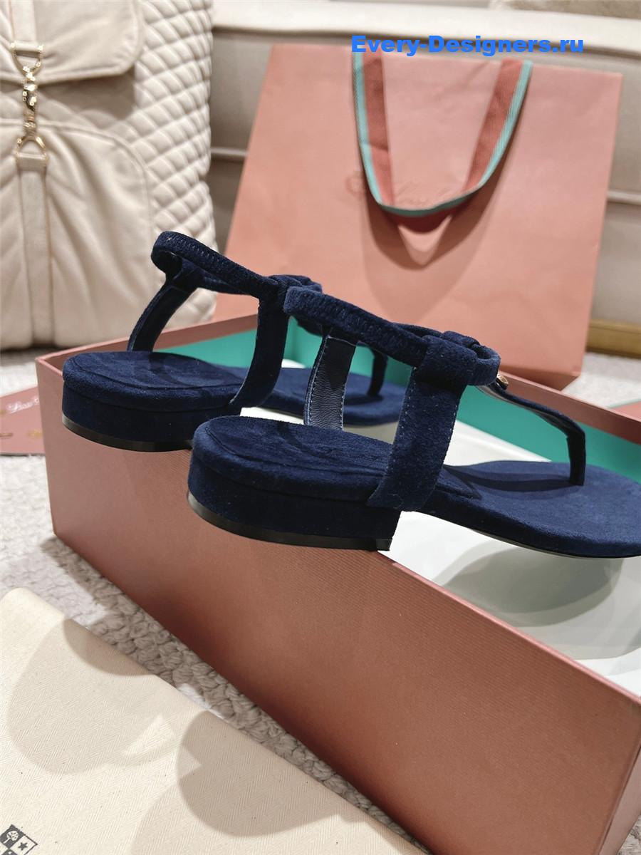 L0r0 P1ana navy blue leather sandals
