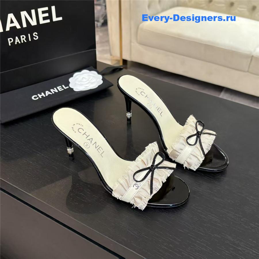 Ch**el frill bow logo heels