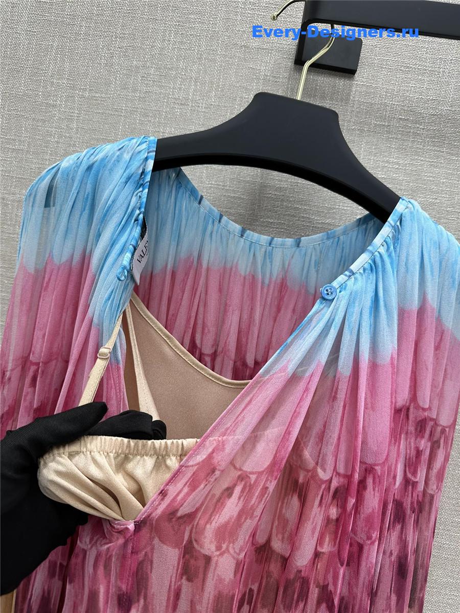 Va1e*ntin0 garavani multicolor rainbow silk dress