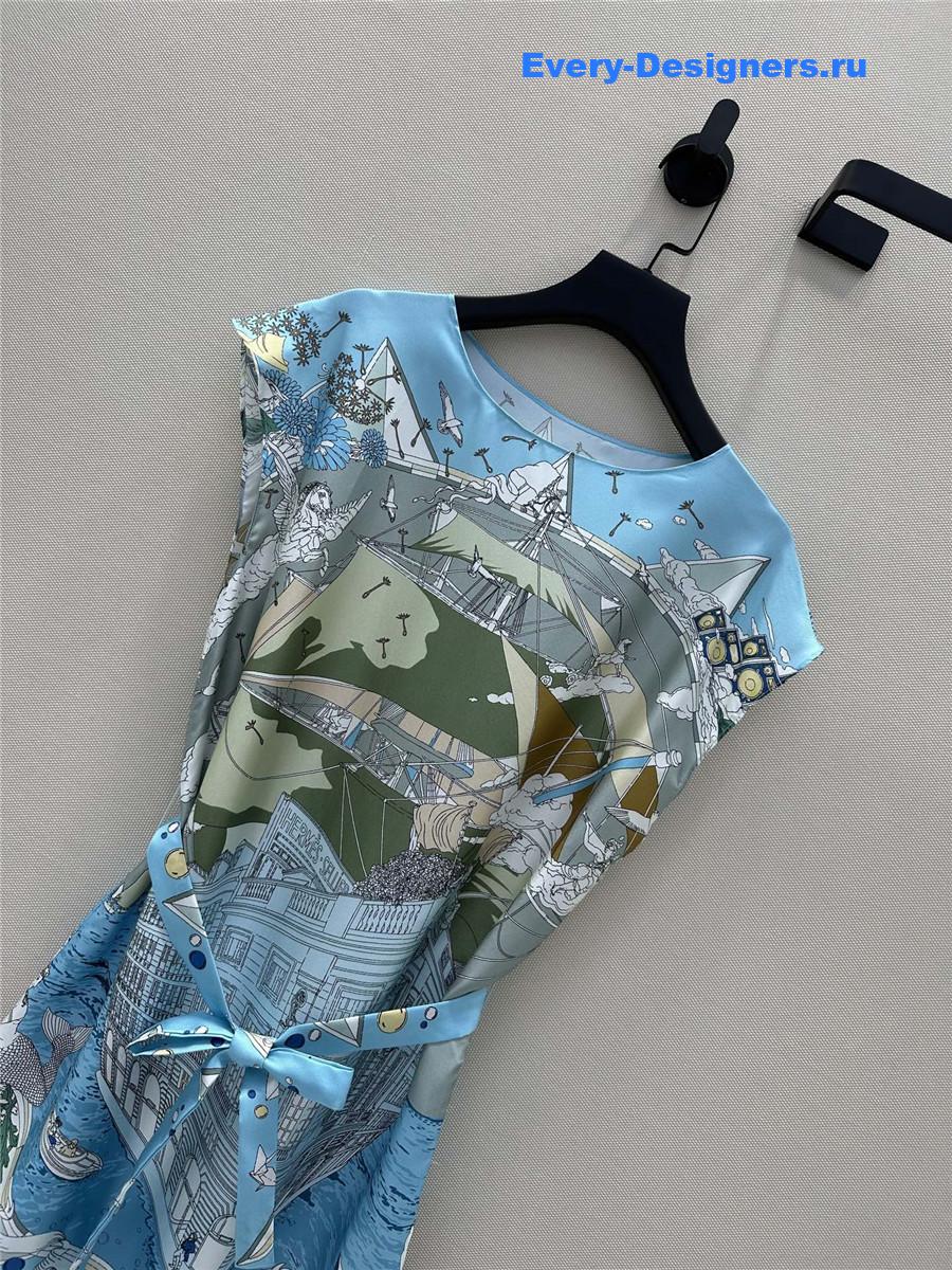 H**me5 printed silk twill dress