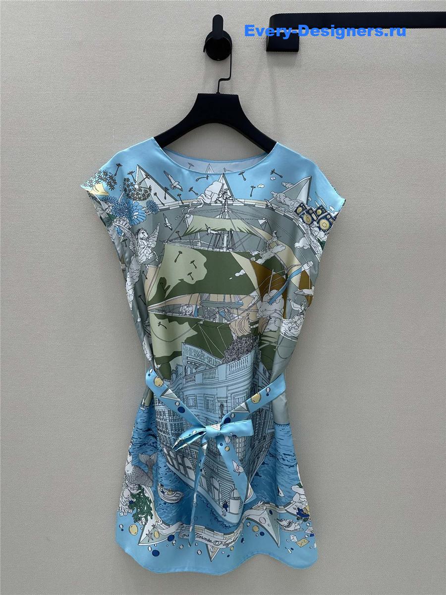 H**me5 printed silk twill dress