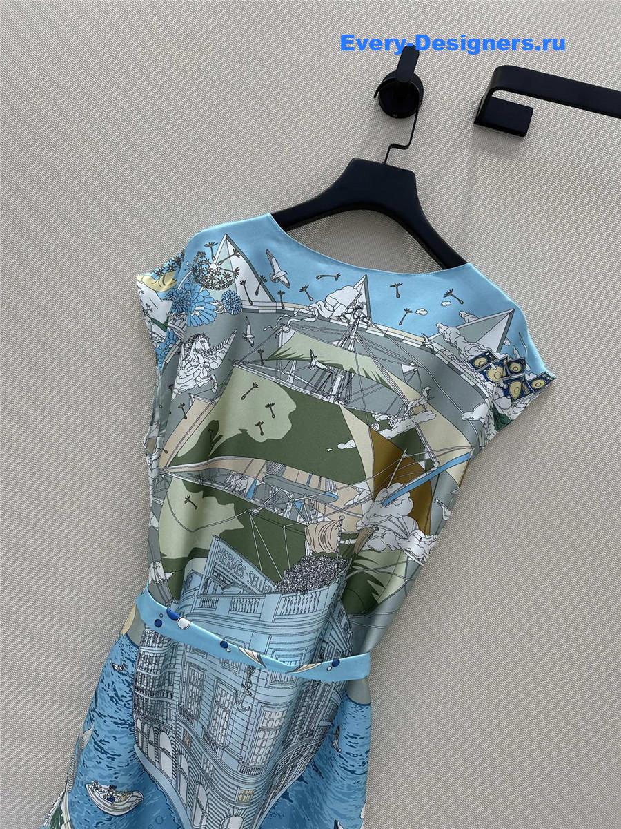 H**me5 printed silk twill dress