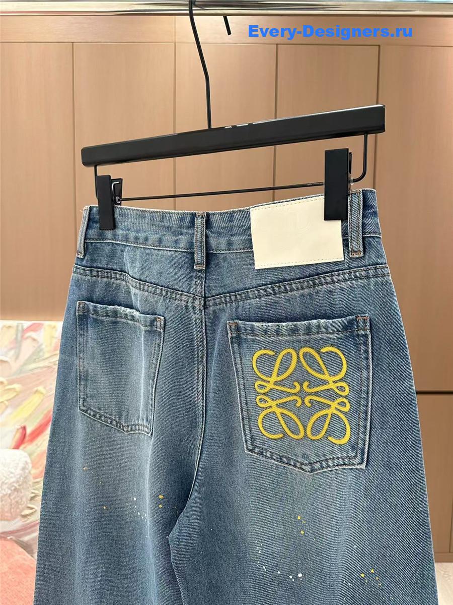 L0ew* blue straight wide leg jeans