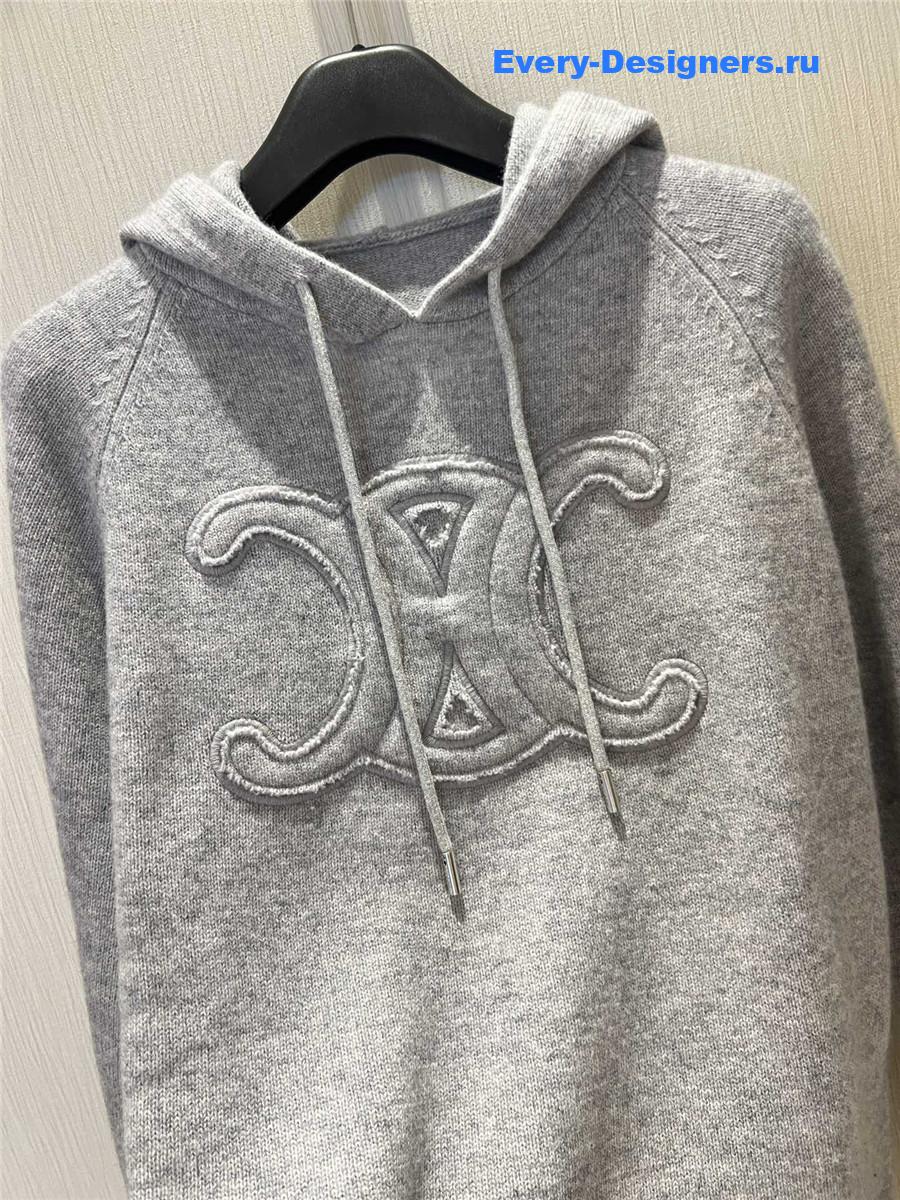 Ce1i*e grey hooded knitted sweatshirt