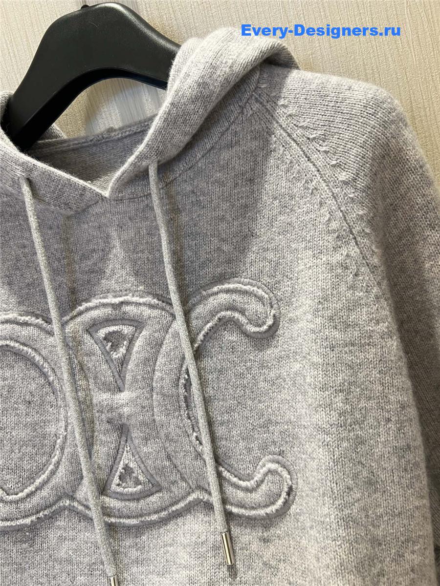 Ce1i*e grey hooded knitted sweatshirt