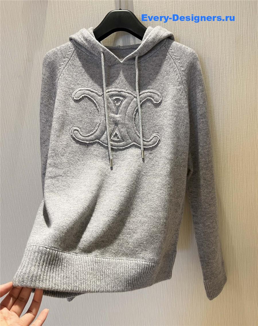 Ce1i*e grey hooded knitted sweatshirt
