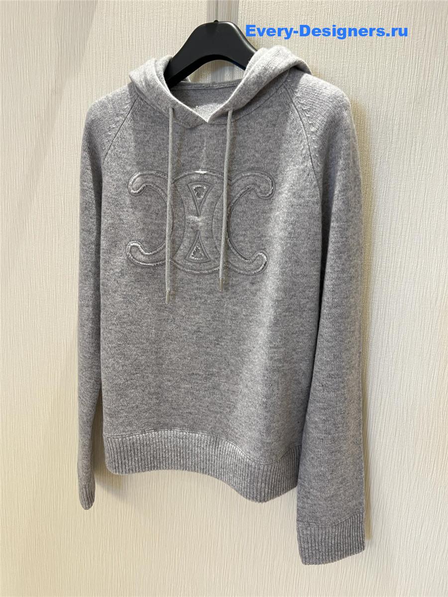 Ce1i*e grey hooded knitted sweatshirt