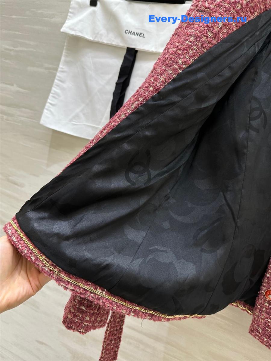 Ch**el gold tweed braided lace-up jacket