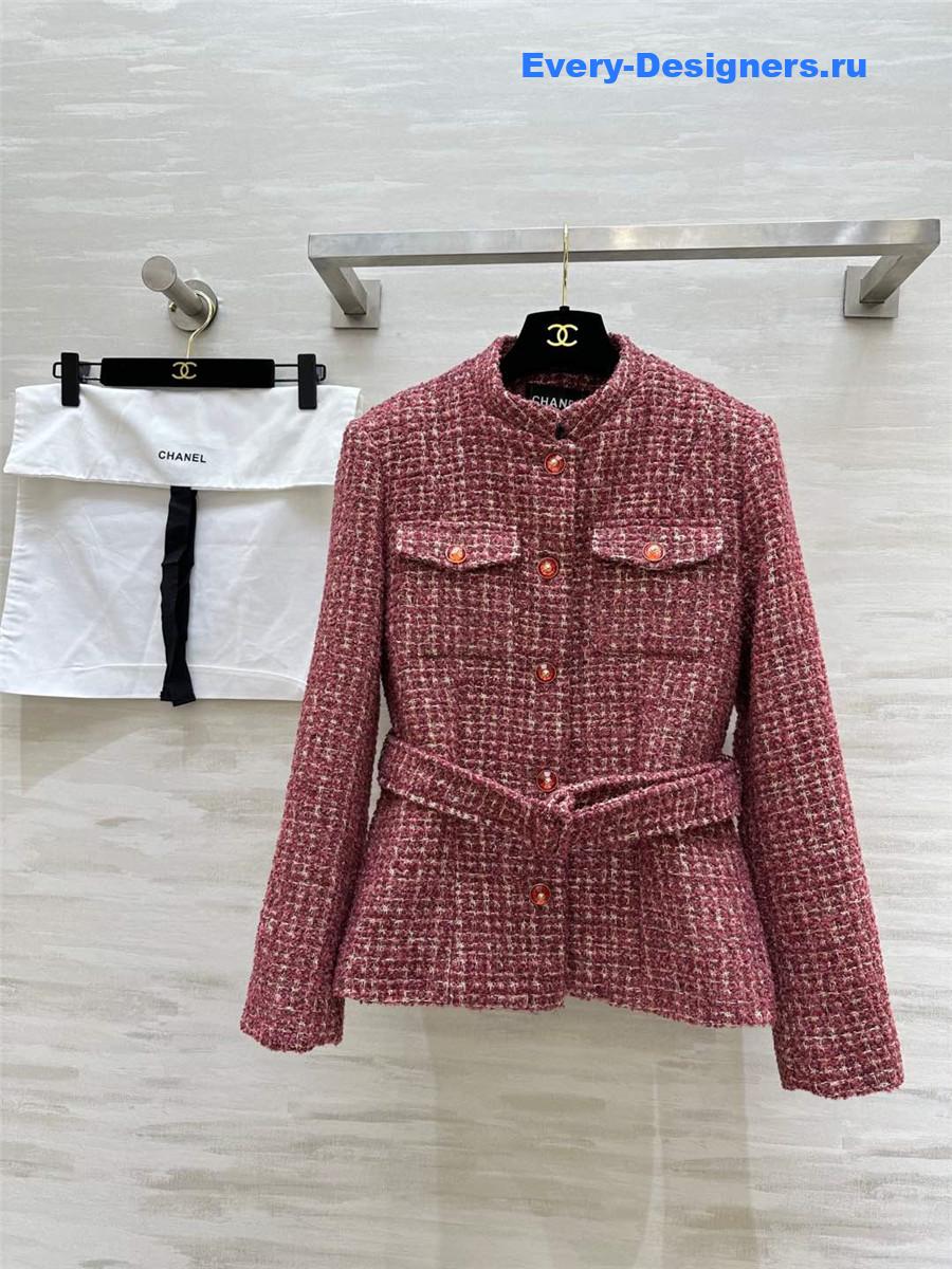 Ch**el gold tweed braided lace-up jacket