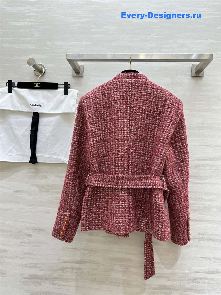 Ch**el gold tweed braided lace-up jacket