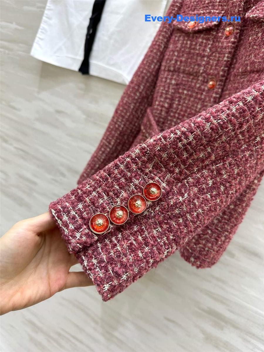 Ch**el gold tweed braided lace-up jacket