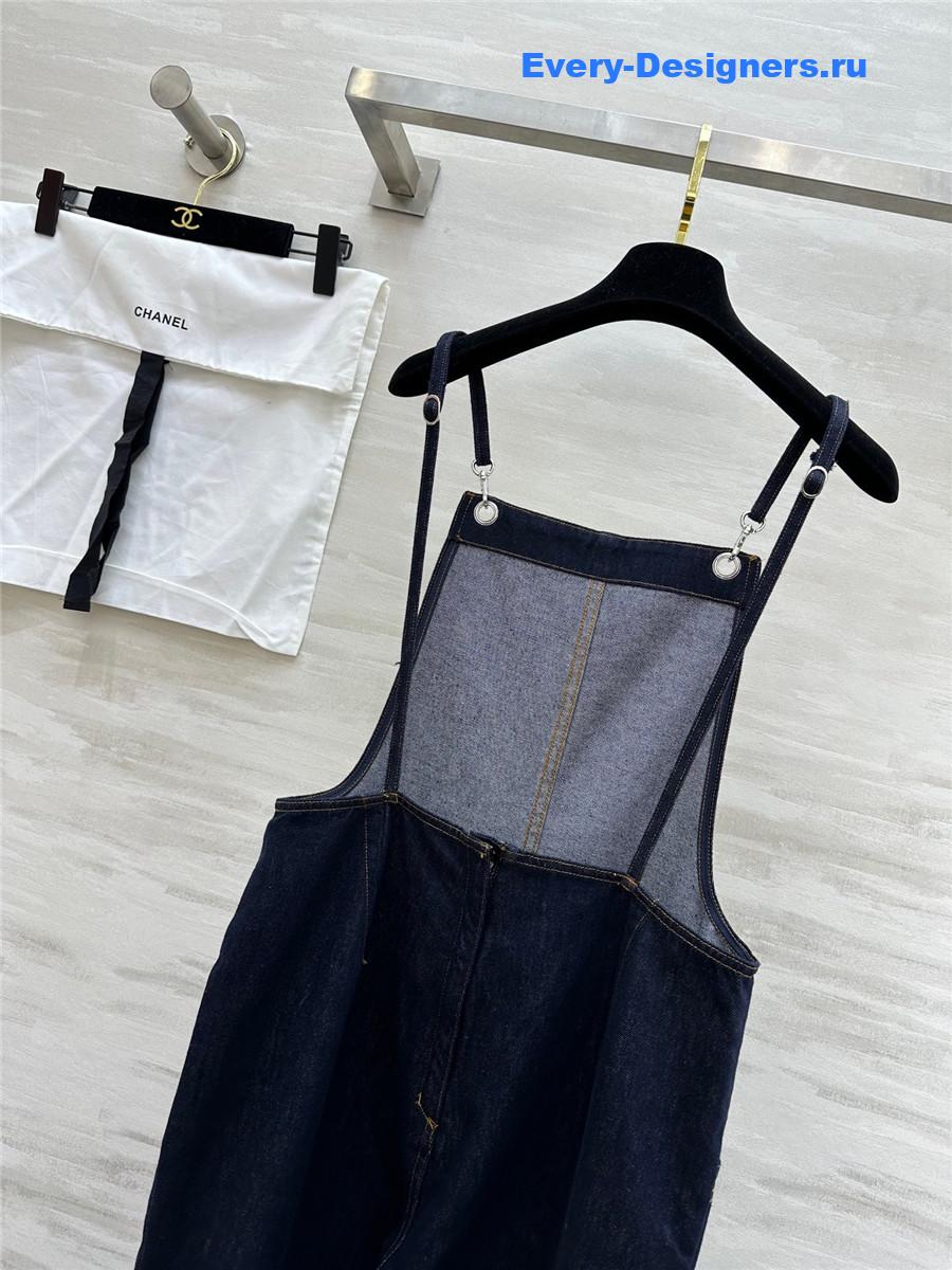 Ch**el denim bib jumpsuit