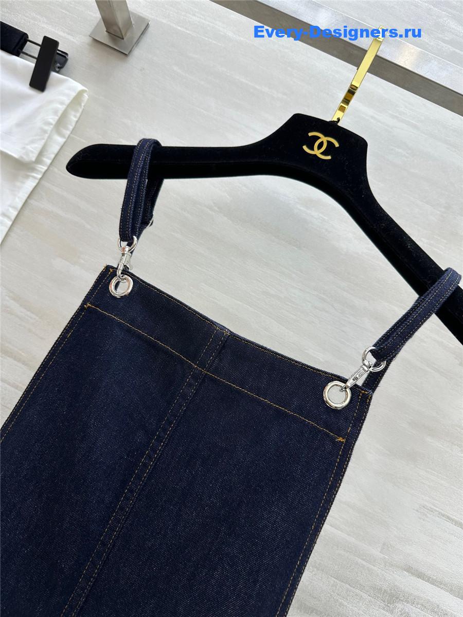 Ch**el denim bib jumpsuit