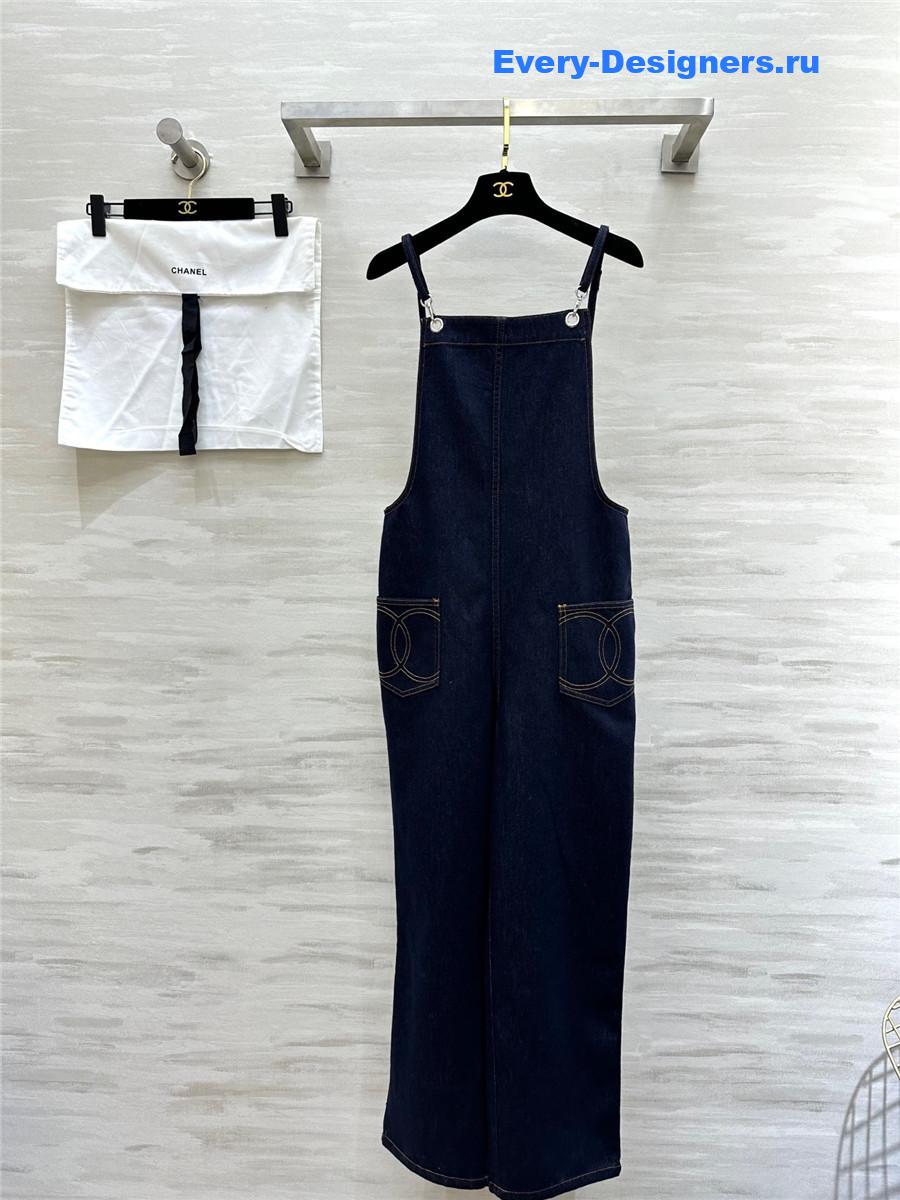 Ch**el denim bib jumpsuit
