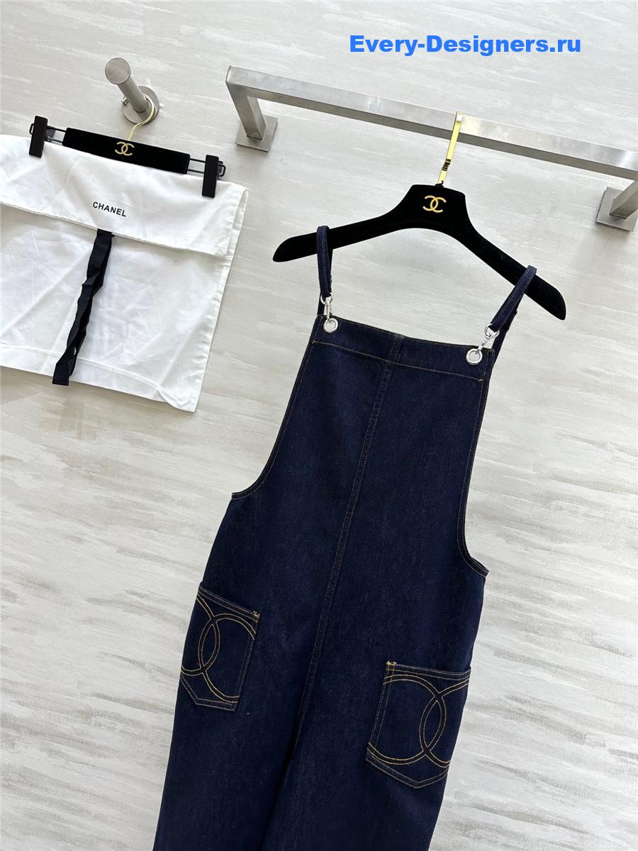 Ch**el denim bib jumpsuit