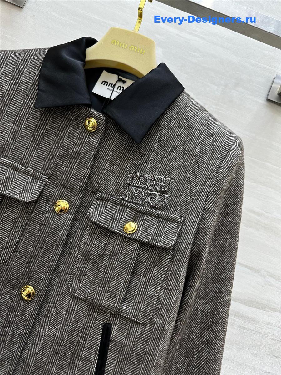 Miu Miu Wool Herringbone Coat