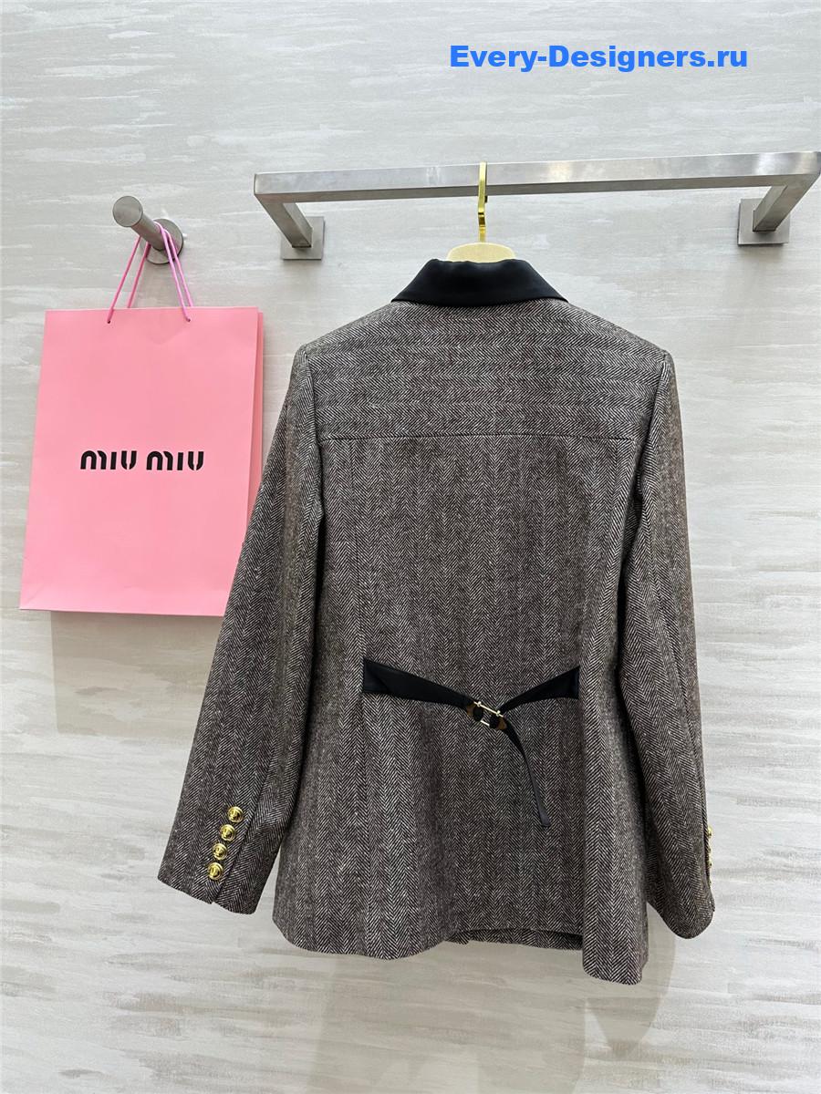 Miu Miu Wool Herringbone Coat