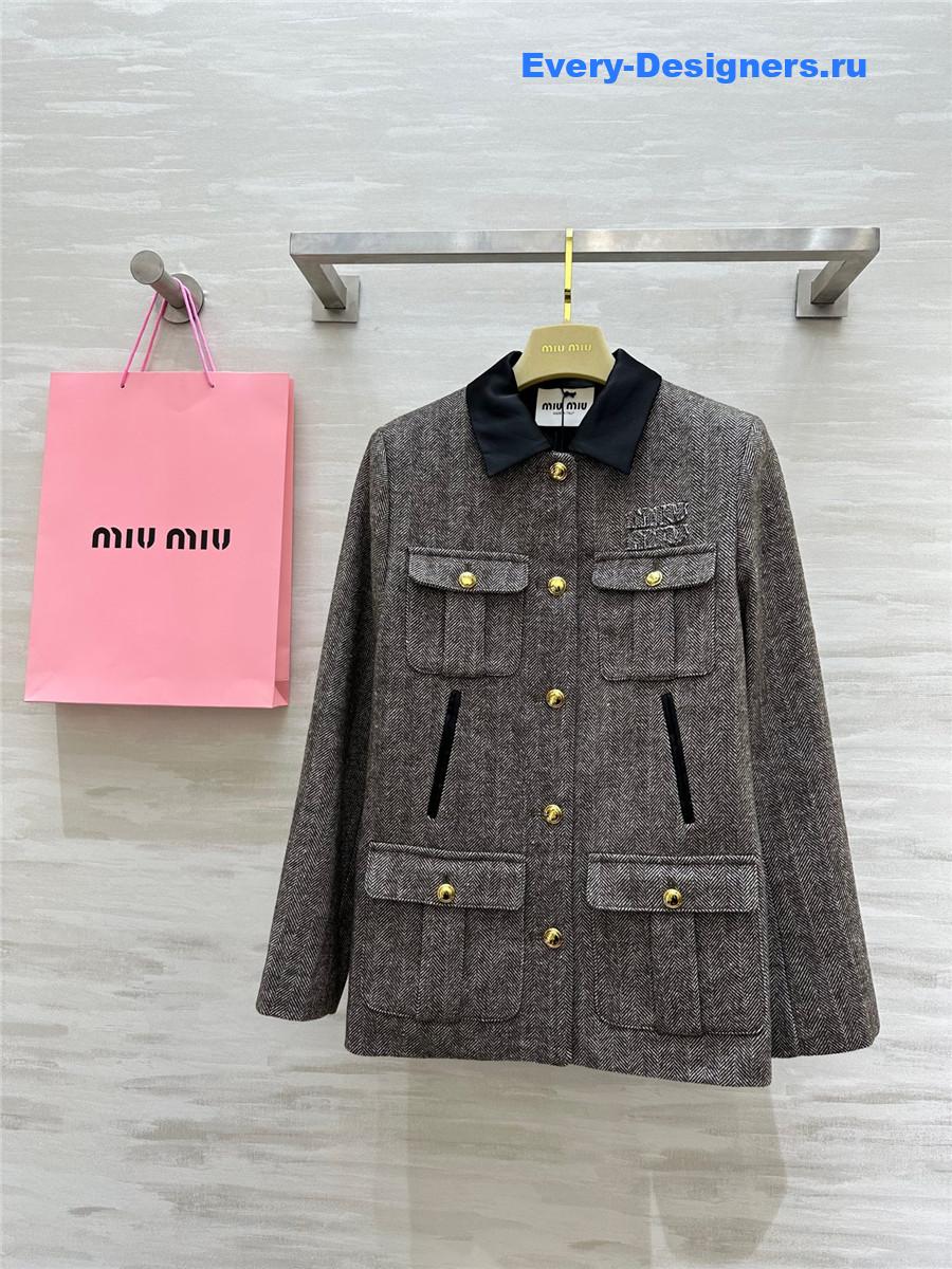 Miu Miu Wool Herringbone Coat